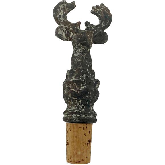 6Pc Set Wine Bottle Stopper Heavyweight Moose Wrought Iron Cork Adirondack Decor - Picture 4 of 8